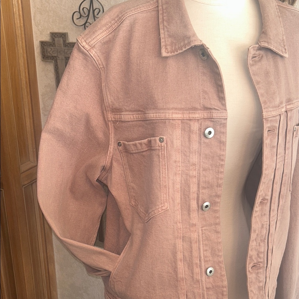 ALL SAINTS Prado Smokey Pink Denim JACKET Size XL - Picture 13 of 16